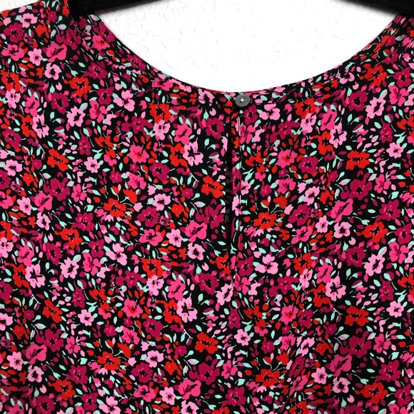J Crew Factory  Women’s Floral Green Pink Print Long Sleeves Size 2X - Picture 5 of 10